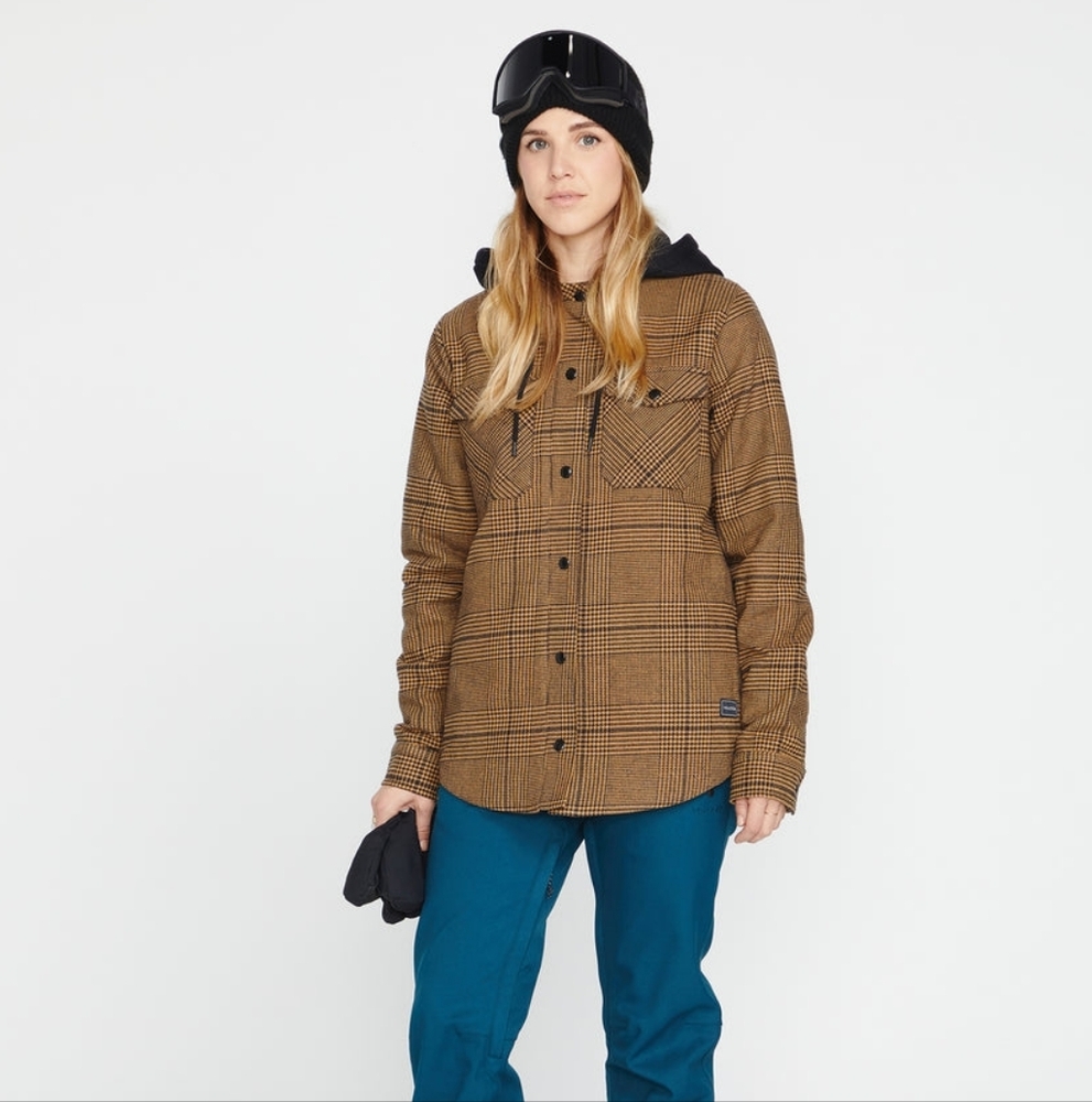 Volcom. Women's Hooded Flannel Jacket In Carmel. Size XS.